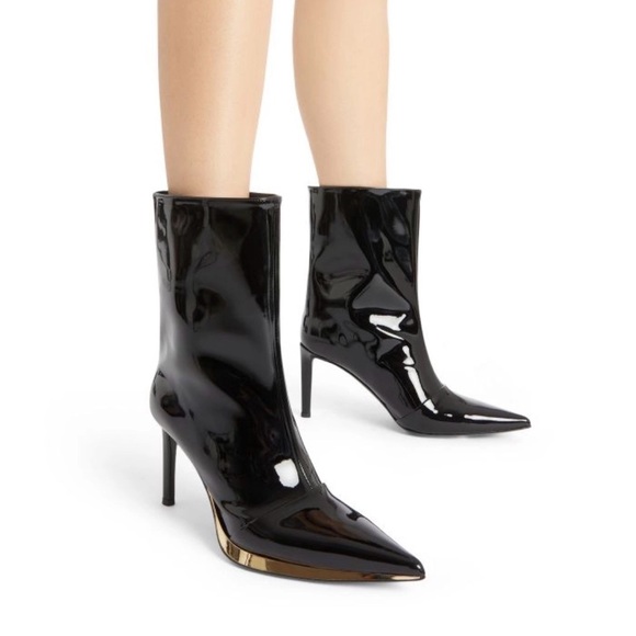Giuseppe Zanotti Shoes - Giuseppe Zanotti Raquel Black Patent Leather Boots, Gold Trim Size 38.5 (US 8.5)